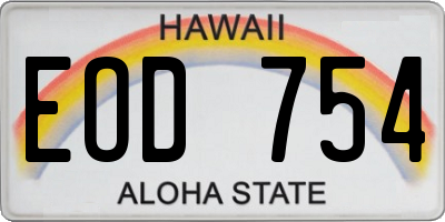 HI license plate EOD754