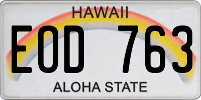 HI license plate EOD763