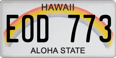 HI license plate EOD773