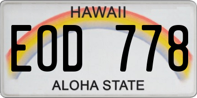HI license plate EOD778