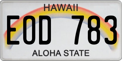 HI license plate EOD783