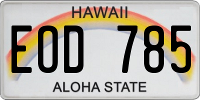 HI license plate EOD785