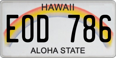 HI license plate EOD786