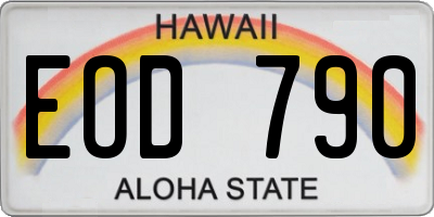 HI license plate EOD790