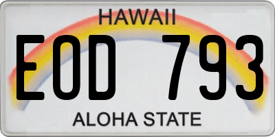 HI license plate EOD793