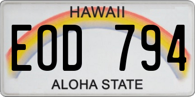 HI license plate EOD794