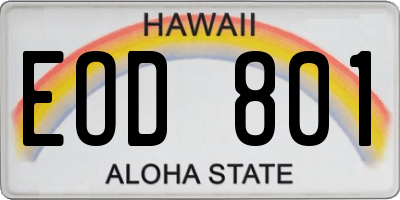 HI license plate EOD801