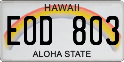 HI license plate EOD803