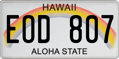 HI license plate EOD807