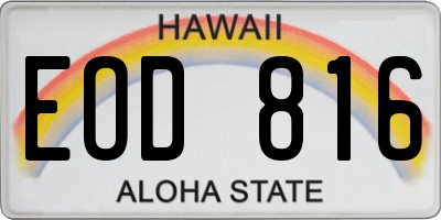 HI license plate EOD816