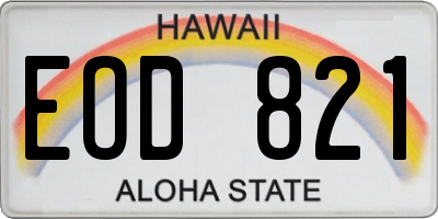 HI license plate EOD821