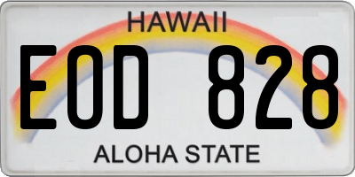 HI license plate EOD828
