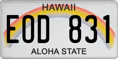 HI license plate EOD831