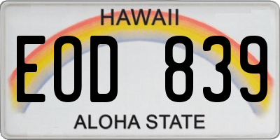 HI license plate EOD839