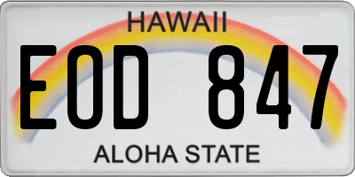 HI license plate EOD847