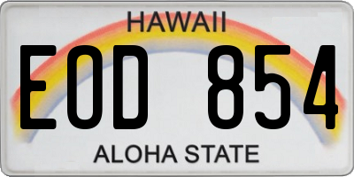 HI license plate EOD854