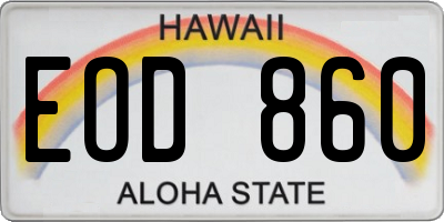 HI license plate EOD860