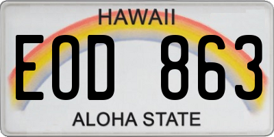 HI license plate EOD863