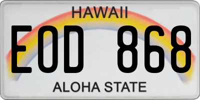 HI license plate EOD868