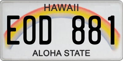 HI license plate EOD881