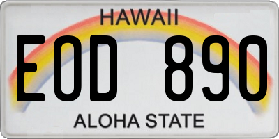 HI license plate EOD890