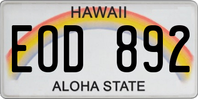HI license plate EOD892