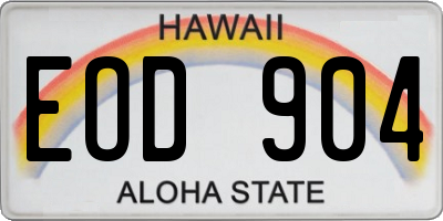 HI license plate EOD904