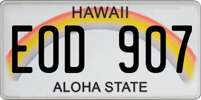 HI license plate EOD907