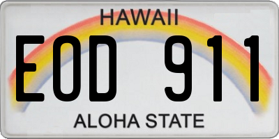 HI license plate EOD911