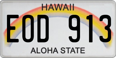 HI license plate EOD913