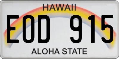 HI license plate EOD915