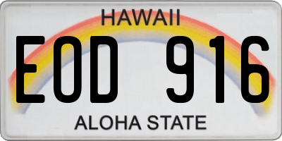 HI license plate EOD916