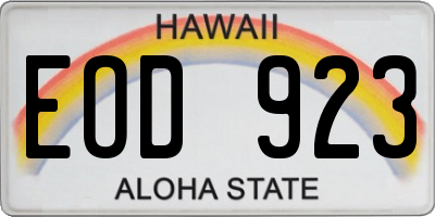 HI license plate EOD923