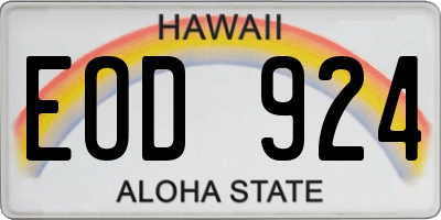 HI license plate EOD924