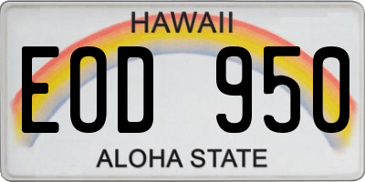 HI license plate EOD950