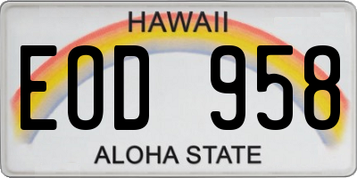 HI license plate EOD958