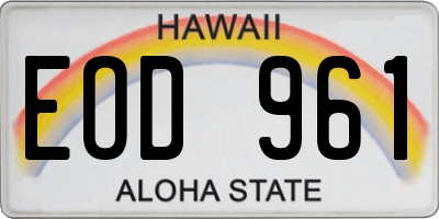 HI license plate EOD961