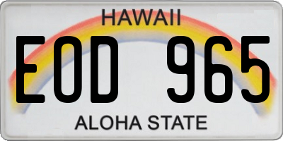 HI license plate EOD965