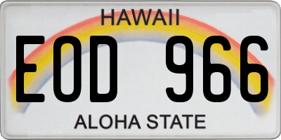 HI license plate EOD966