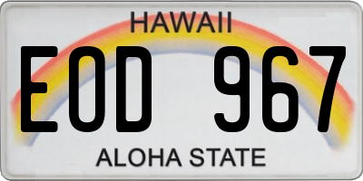 HI license plate EOD967