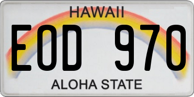 HI license plate EOD970