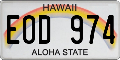 HI license plate EOD974
