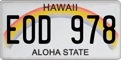 HI license plate EOD978