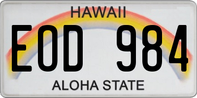 HI license plate EOD984