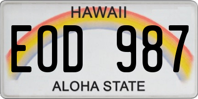 HI license plate EOD987