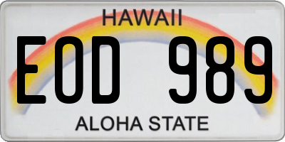 HI license plate EOD989