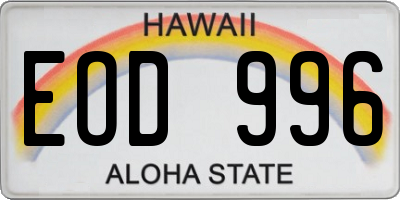 HI license plate EOD996