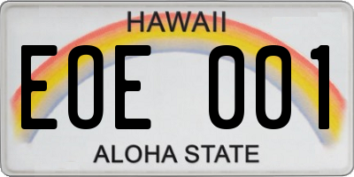 HI license plate EOE001