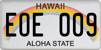 HI license plate EOE009