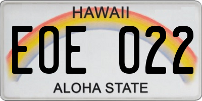 HI license plate EOE022